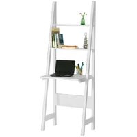 SoBuy White Modern Ladder Storage Display Shelf,Desk and 2 Shelves, FRG60-W