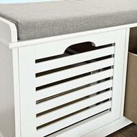 SoBuy Shoe Storage Bench with 2 Drawers & Cushion,FSR23-K-W