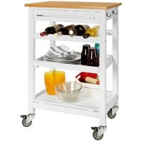 SoBuy Kitchen Trolley Cart with Bamboo Top, FKW16-WN + Free Chopping Block