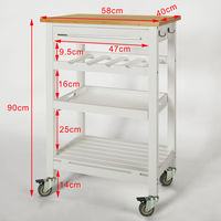 SoBuy Kitchen Trolley Cart with Bamboo Top, FKW16-WN + Free Chopping Block