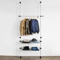 SoBuy Adjustable Telescopic Wardrobe Organiser Clothes Rack, Hanging Rail & 2 baskets,FRG107