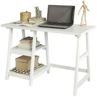SoBuy Wood Home Office Computer Table with Shelves White, FWT16-W
