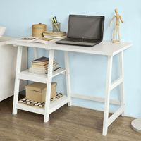 SoBuy Wood Home Office Computer Table with Shelves White, FWT16-W