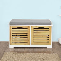SoBuy Shoe Cabinet Storage Bench with 2 Drawers & Seat Cushion, FSR23-K-WN