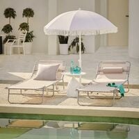 SoBuy 2 Sets Adjustable Reclining Outdoor Sunbed Camping Chair Beige,OGS35-MIx2