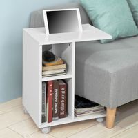 SoBuy Movable Sofa Side Table Coffee Table on Wheels,FBT48-W