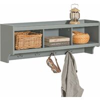 SoBuy Wall Coat Rack Wall Shelf Wall Storage Cabinet Unit with 3 Compartments 4 Hooks,FHK28-HG