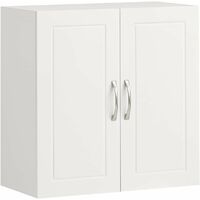 SoBuy White Kitchen Bathroom Wall Unit with Double Doors FRG231-W