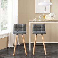 SoBuy Set of 2 Kitchen Breakfast Barstool with Fabric Padded Seat Dark Grey,FST50-DGx2