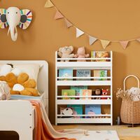 SoBuy Wall White Wood 4 Tiers Kids Storage Shelving Bookcase Rack KMB08-K-W
