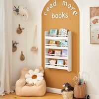 SoBuy Wall White Wood 4 Tiers Kids Storage Shelving Bookcase Rack KMB08-K-W