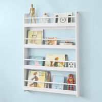 SoBuy Wall White Wood 4 Tiers Kids Storage Shelving Bookcase Rack KMB08-W