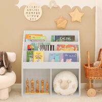 SoBuy Children's storage Book Shelf Storage Display Rack Holder,KMB01-W