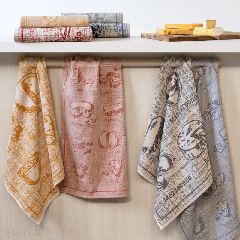 Lot De 2 Torchons De Cuisine 50x50 Nid D'abeille Marron