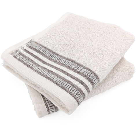 Lot de 2 serviettes invité pur coton 33x50 cm coton DRY beige (1/5)
