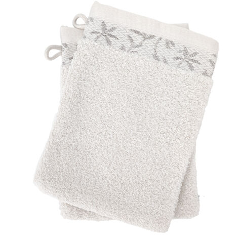 Lot de 2 gants de toilette 16x21 cm DRY VINE coton beige (1/5)