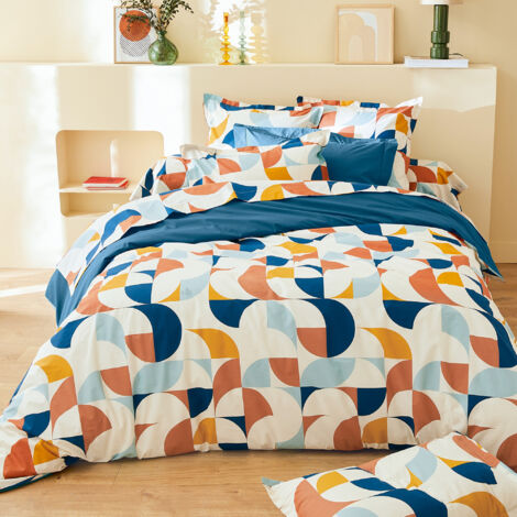Parure de lit percale de coton MODULO Taie 50x70 cm 240x220 cm (1/5)