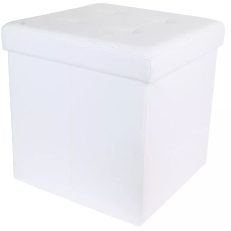 The Home Deco Factory – Coffre pouf pliable en plastique et bois – Rembourrage en mousse – Dimensions 37,5 x 37,5 x 37,5 cm – Poids max 110 kg (1/10)