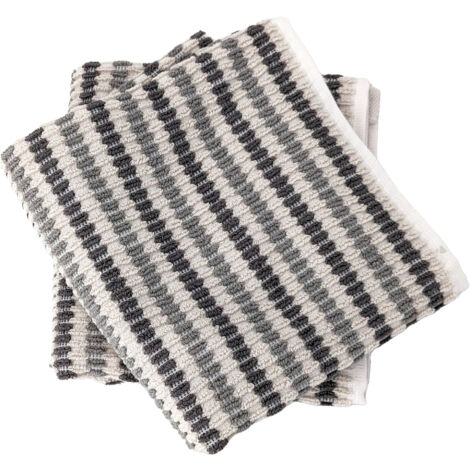 Set 4 Lavettes 30x30 Cm Susanna Home - Serviettes Invité Éponge Coton Dans Panier Gris