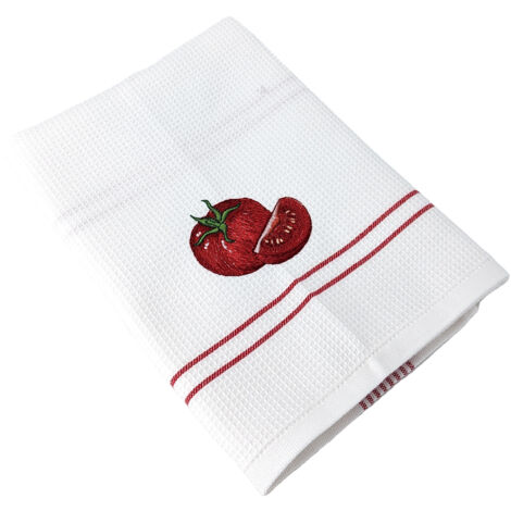 Torchon nid d'abeille WAFFLE brodé Tomate (1/5)