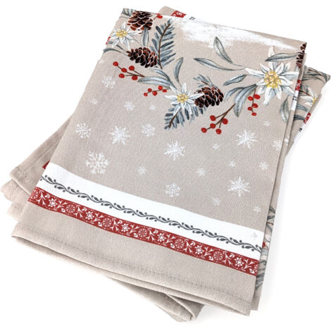 Lot de 2 torchons de cuisine 50x70 cm coton CHALET lin