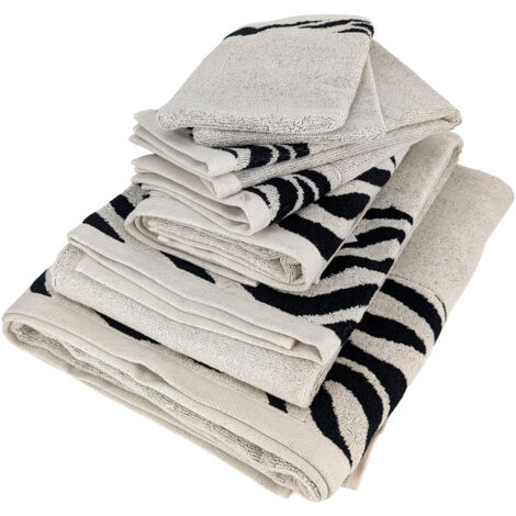Parure de bain absorbante coton ZEBRA bordure beige 7 pièces (1/5)