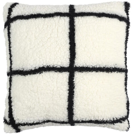Coussin polyester 40x40 cm collection NINON à carreaux blanc et noir (1/4)