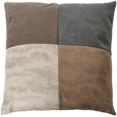 Coussin patchwork polyester 40x40 cm collection TIM nuances de marron (1/5)