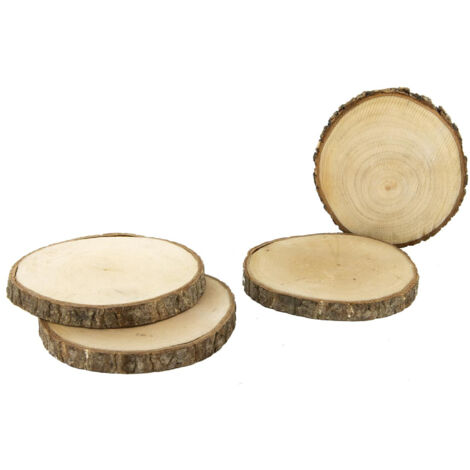 Lot de 4 dessous de verre en rondin de bois rond 11 cm collection BARK (1/3)