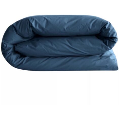 Housse de couette uni percale de coton MANOIR 280x240 cm (1/5)
