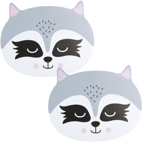 Lot de 2 sets de table d'animaux 33x41 cm collection ANIMAUX raton laveur (1/3)