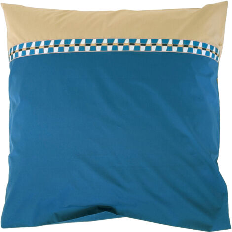 Taie d'oreiller en percale de coton LINOA bleu cobalt 65x65 cm (1/5)