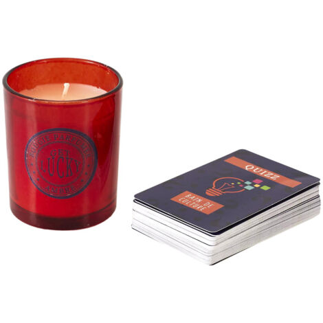 Coffret cadeau 1 bougie parfumée et 1 jeu de cartes quizz GET LUCKY (1/3)