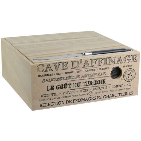 Cave à fromage avec couteau collection LE GOÛT DU TERROIR bois et noir (1/5)