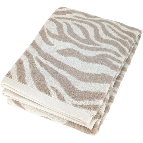 Drap de douche 70x140 cm ZEBRA SOFT pur coton motif zèbre beige