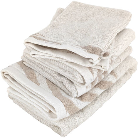 Parure de bain par 4 ZEBRA SOFT uni bord zèbre beige (1/5)