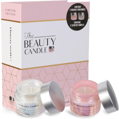 Coffret cadeau 2 bougies senteurs fleurs de printemps LEONIE rose (1/4)