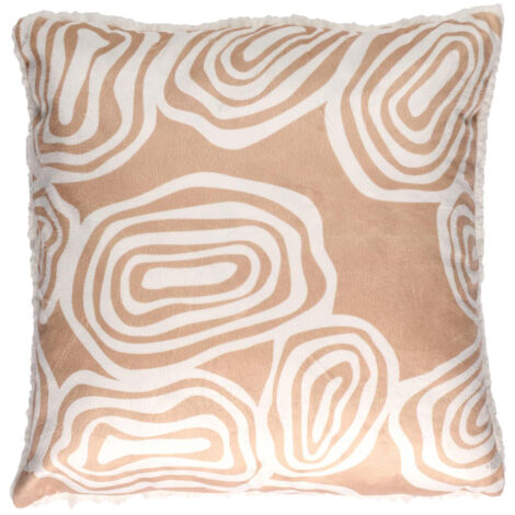 Coussin 40x40 cm bi face sherpa et imprimé LYNA beige et blanc (1/5)