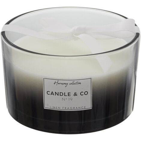 Bougie parfumée 3 mèches en coton HARMONY senteur linge frais noir (1/4)