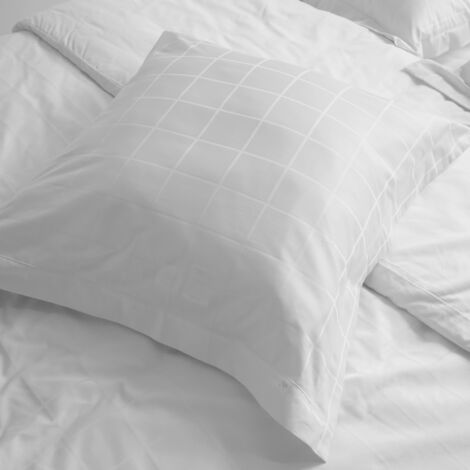 Parure de lit satin de coton CONCERTO Taie 65x65 cm Carreaux 280x240 cm (1/5)