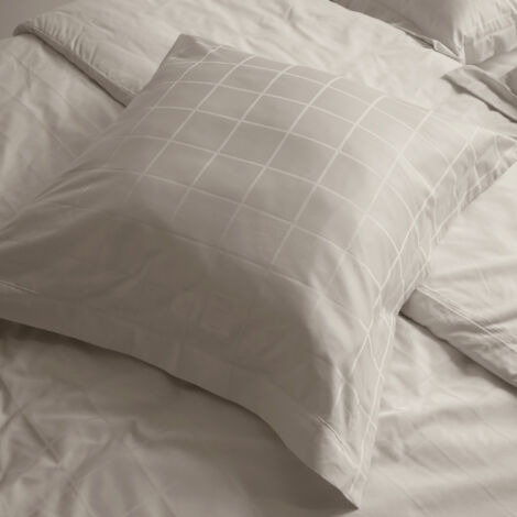 Parure de lit satin de coton CONCERTO Taie 65x65 cm Carreaux 280x240 cm (1/5)
