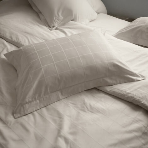 Parure de lit satin de coton CONCERTO Taie 50x70 cm Carreaux 280x240 cm (1/5)