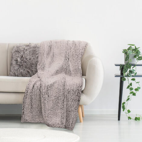 Plaid sherpa collection CHLOE 120x150 cm coloris gris (1/5)