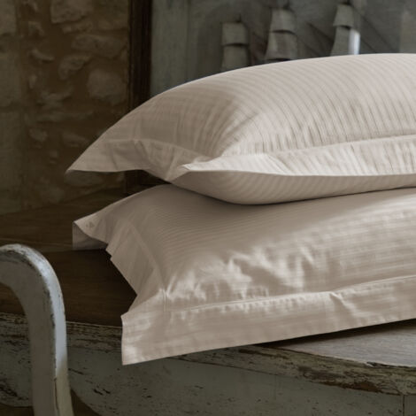 Parure de lit satin de coton CONCERTO Taie 50x70 cm A rayures 240x220 cm (1/5)
