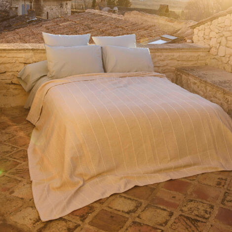 Dessus de lit HONFLEUR coton & lin 250x270 cm