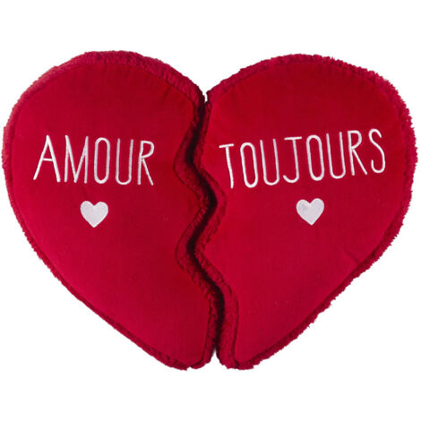 Coussin détachable polyester forme de coeur 35x40 cm AMOUR TOUJOURS rouge (1/5)