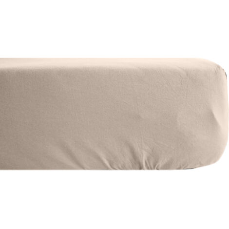 Drap housse uni percale de coton MANOIR Bonnet de 35 cm 90x190 cm (1/5)