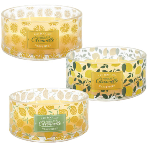 Lot de 3 bougies parfumées à la citronnelle collection LIMONE 3 pièces (1/4)