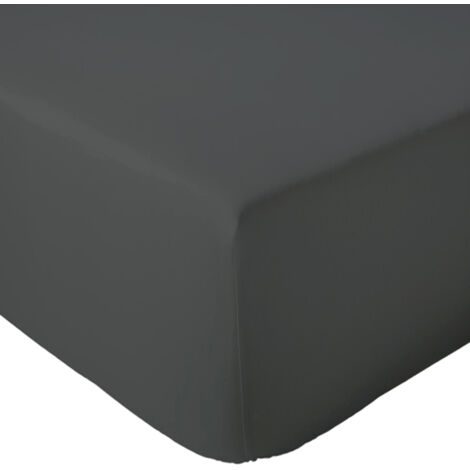 Drap housse en percale de coton uni PASSION PERCALE Bonnet de 40 cm 90x190 cm (1/5)
