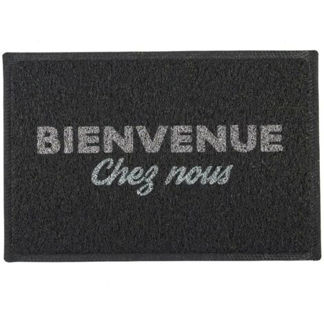 Paillasson 40x60 cm collection ARTY modèle "Bienvenue chez nous" gris et noir (1/2)